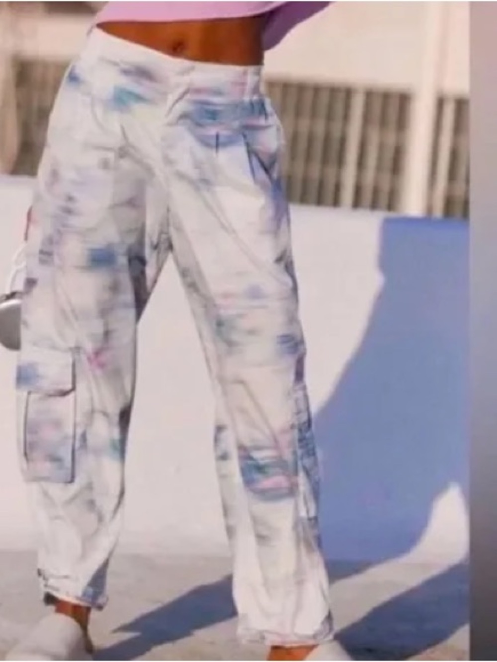 NWT $128 Free People Mesmerize Me Printed Cargo Pants from FP Movement Large
